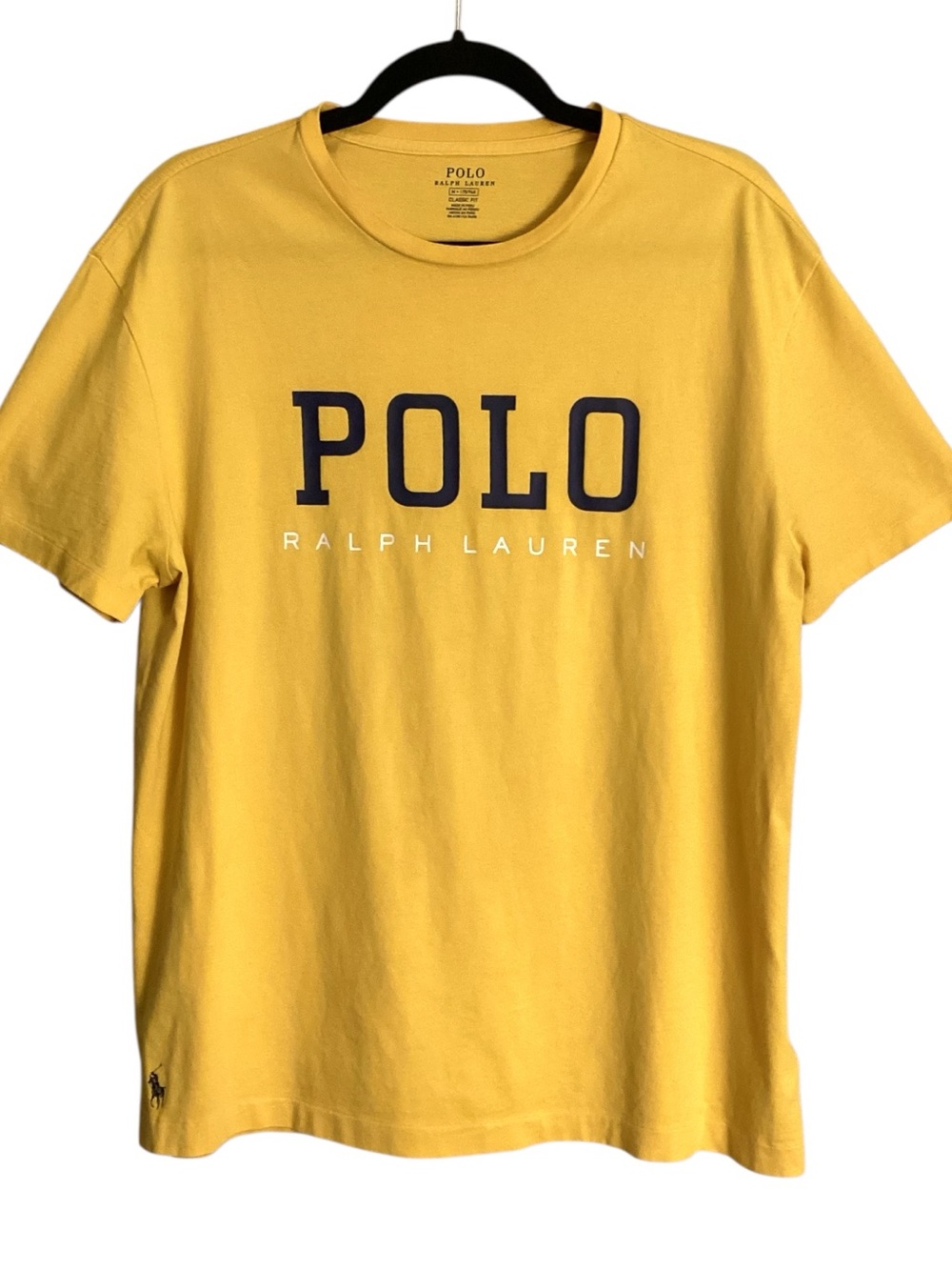 Polo Ralph Lauren Golden Yellow Logo Graphic Tee Shirt Classic Fit Cotton Medium